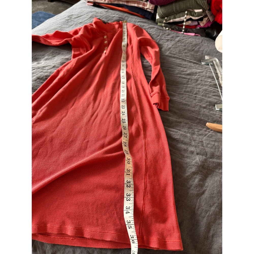 Lauren Ralph Lauren Henley Dress Womens XS Orange Cotton Thermal Knit Mini - Picture 6 of 6